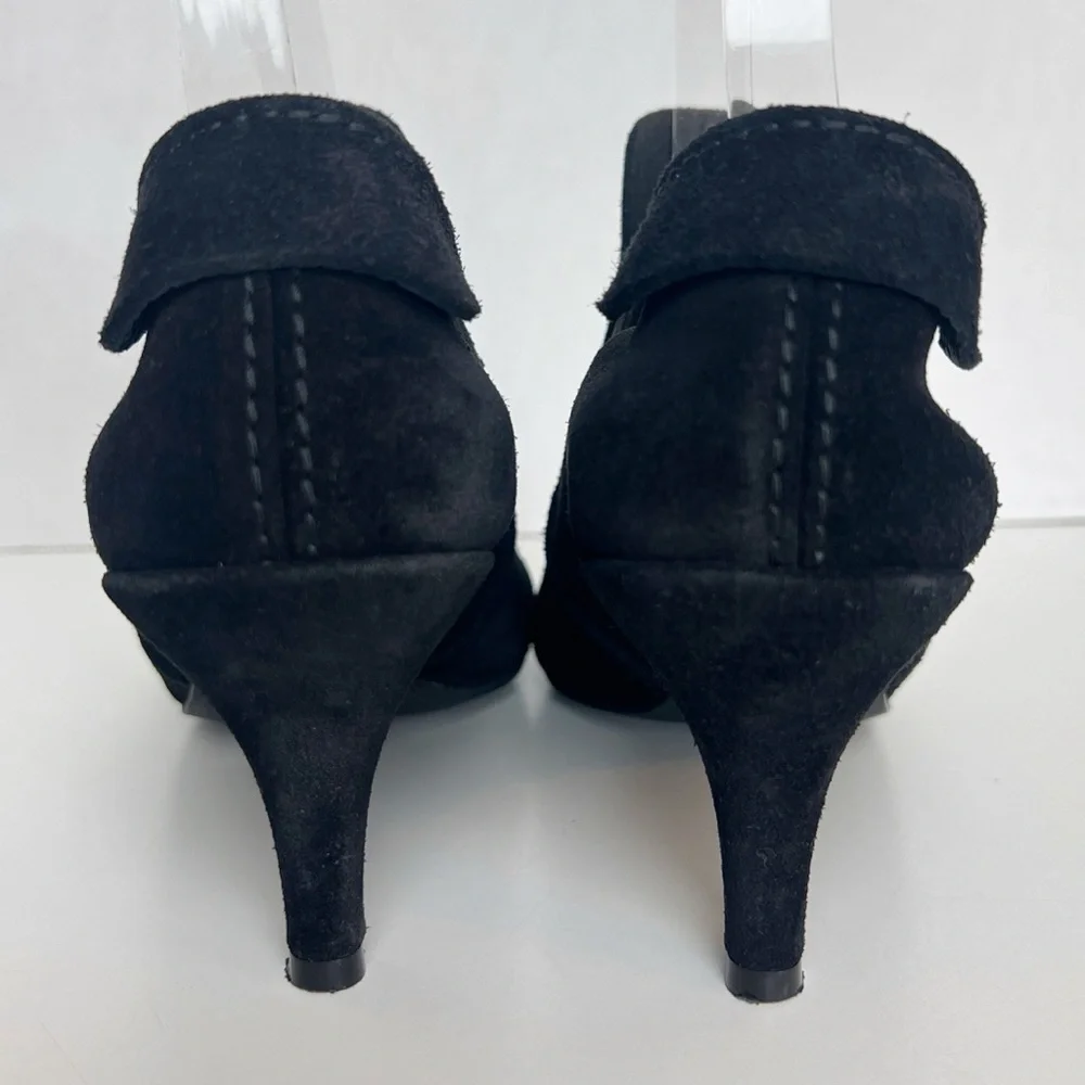 •PEDRO GARCIA• Black Suede Slip On Heel Bootie Pumps‎ Shootie Size 36.5 / US 6.5